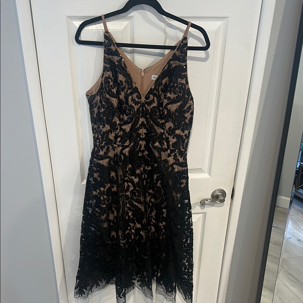 Dress the Population Black Fit and Flare Midi Dress
